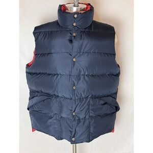 J CREW Mens Expedition Down Navy/Red Down Full Zip Puffer Vest XL‎